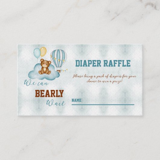 私たちは赤ちゃんシャワーおむつラッフルを心待ちできる 名刺 (正面)