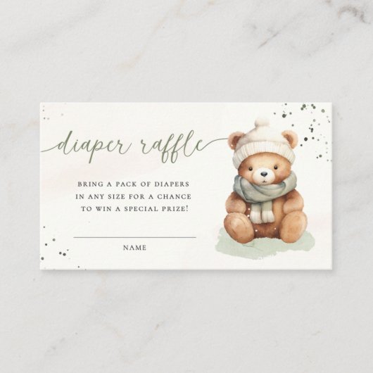 私たちは赤ちゃんシャワーおむつラッフルカードを待つことができる エンクロージャーカード (正面)