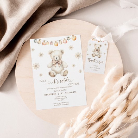 私たちは赤ちゃんシャワーのクリスマスの冬を待つことができる 招待状