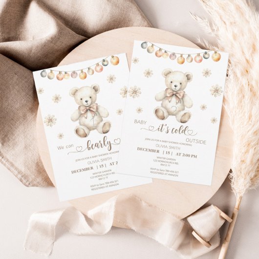 私たちは赤ちゃんシャワーのクリスマスの冬を待つことができる 招待状