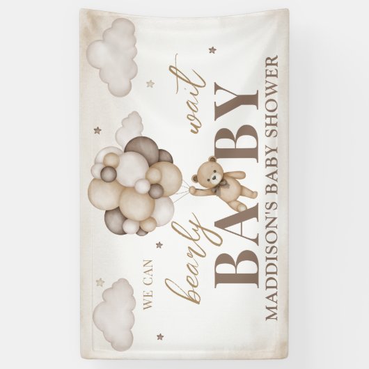 私たちは赤ちゃんシャワーのバナーを待つことができる 横断幕 (縦)