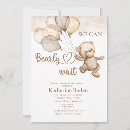 私たちは赤ちゃんシャワーの招待状を待つことができる (正面)