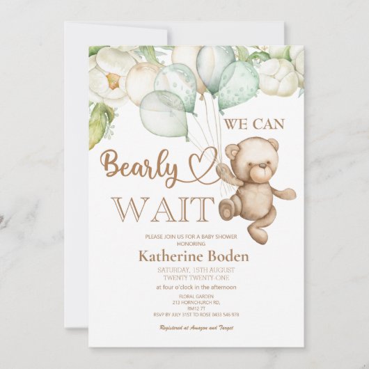 私たちは赤ちゃんシャワーの招待状を待つことができる (正面)