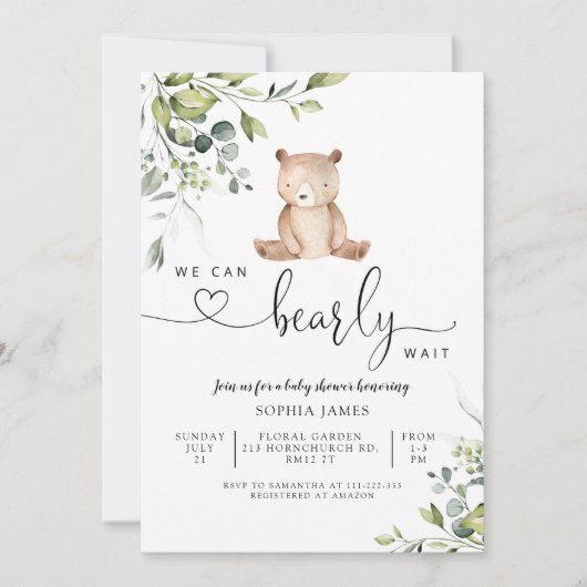 私たちは赤ちゃんシャワーの招待状を待つことができる 招待状 (正面)