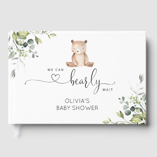 私たちは赤ちゃんシャワーを待つことができる ゲストブック (正面)