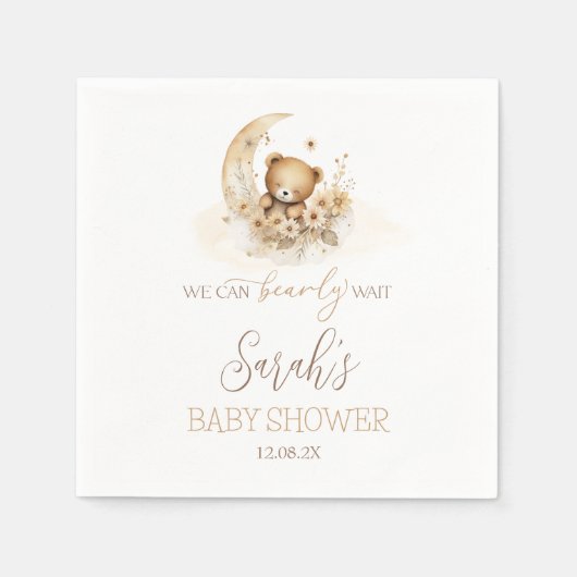 私たちは赤ちゃんシャワーを待つことができる スタンダードカクテルナプキン (正面)