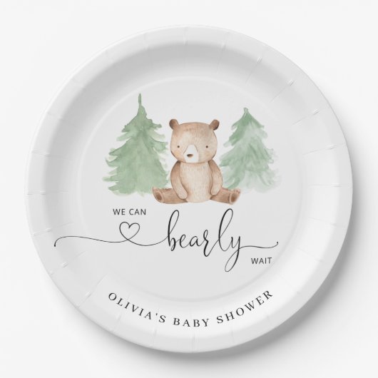 私たちは赤ちゃんシャワーを待つことができる ペーパープレート (正面)