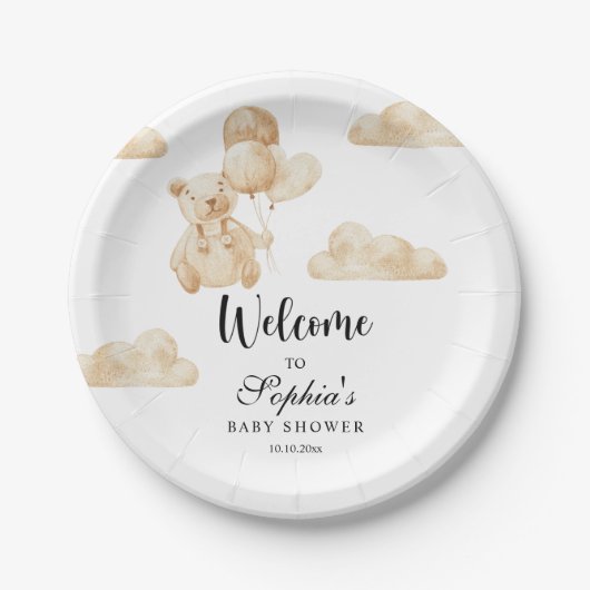私たちは赤ちゃんシャワーを待つことができる ペーパープレート (正面)
