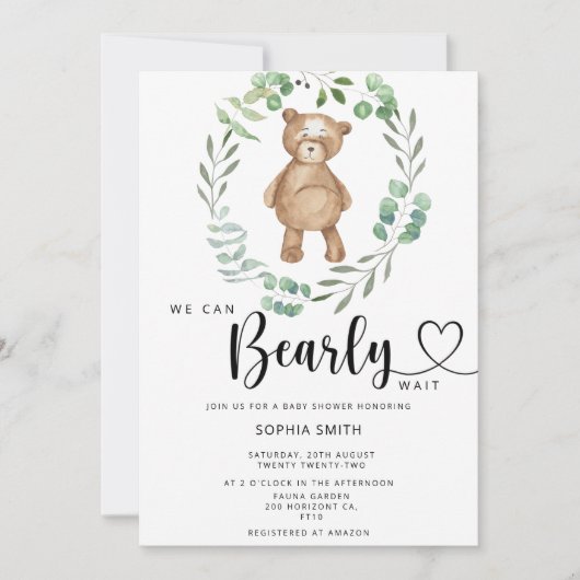 私たちは赤ちゃんシャワーを待つことができる 招待状 (正面)