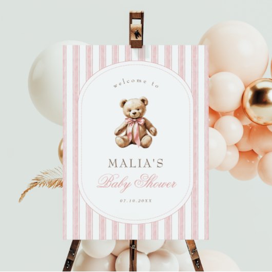 私たちは赤ちゃんシャワーエレガント歓迎を待つことができる ポスター