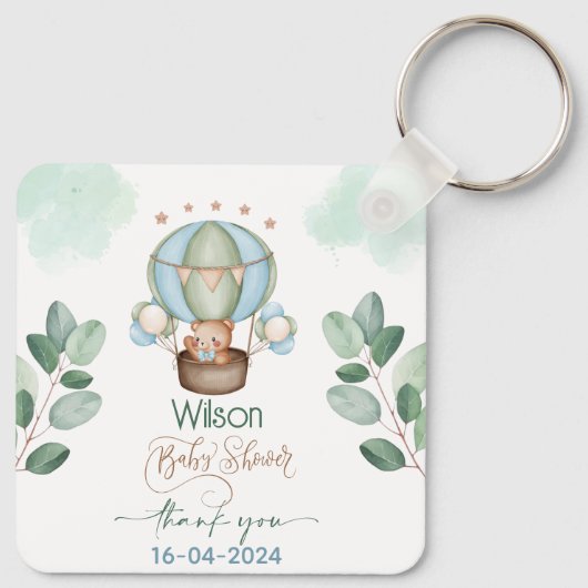私たちは赤ちゃんシャワーベアを心から待っている キーホルダー (裏面)