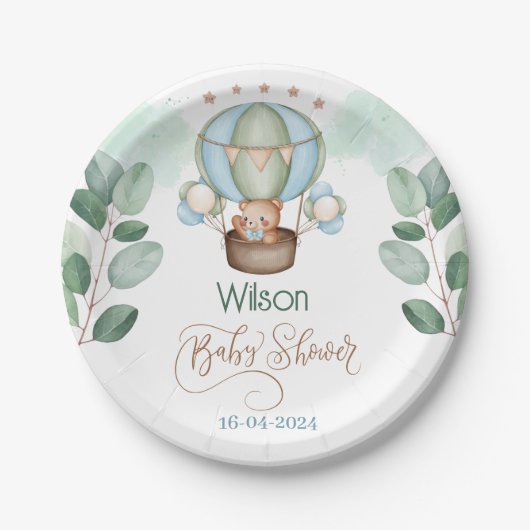 私たちは赤ちゃんシャワーベアを心から待っている ペーパープレート (正面)