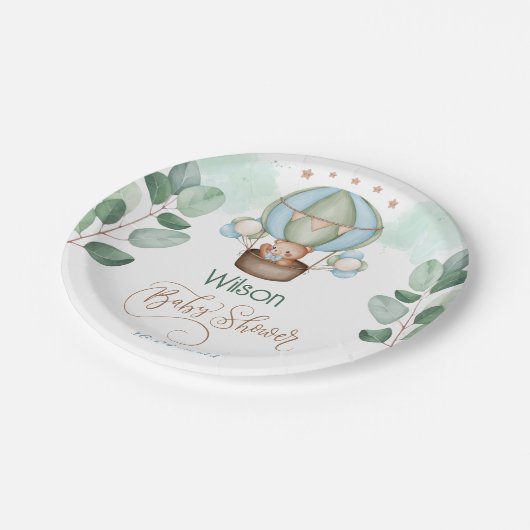 私たちは赤ちゃんシャワーベアを心から待っている ペーパープレート (アングル)