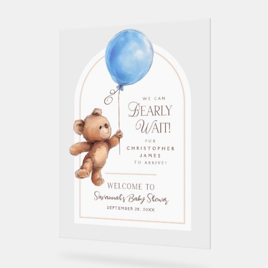 私たちは赤ちゃんシャワー歓迎を心から待つことができる アクリルサイン (傾斜)