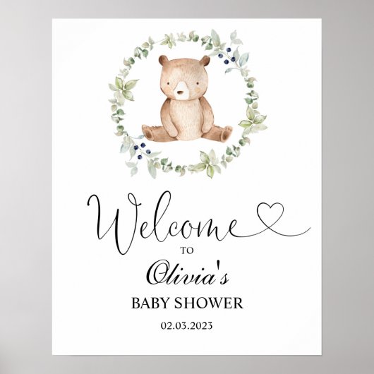 私たちは赤ちゃんシャワー歓迎サインを待つことができる ポスター (正面)