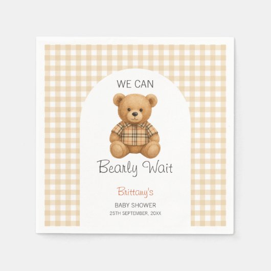 私たちは赤ちゃんシャワー紙ナプキン待つことができる スタンダードカクテルナプキン (正面)