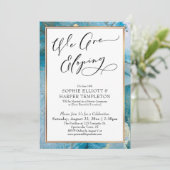私たちは身内だけで挙式します ティール＆ゴールドインク 受付のみ 招待状 (スタンド正面)