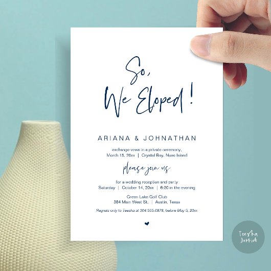 私たちは身内だけで結婚式を挙げました ネイビーブルー 結婚式の隠し事 招待状