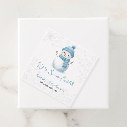 私たちは雪の興奮雪だるま男の子のシャワー フェイバータグ (インサイチュ)