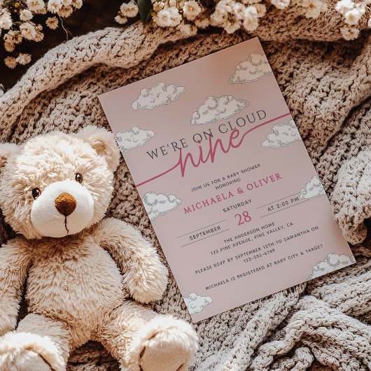 私たちは雲の九手引き雲の赤ちゃんシャワー中 招待状