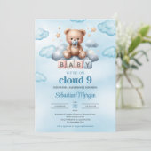 私たちは雲の9茶色の少年テディベア雲の上にある 招待状 (スタンド正面)