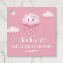 私たちは雲9かわいいピンクの女の子の赤ちゃんシャワー上にある フェイバータグ