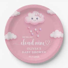 私たちは雲9かわいい笑顔のクラウドピンク ペーパープレート