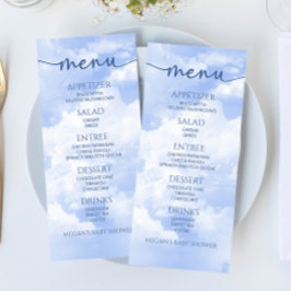 私たちは雲9青の赤ちゃんシャワー食べ物メニュー上にある メニュー