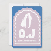 私たちは青モダン紫はっきりしたレトロ波形アーチ 招待状 (裏面)