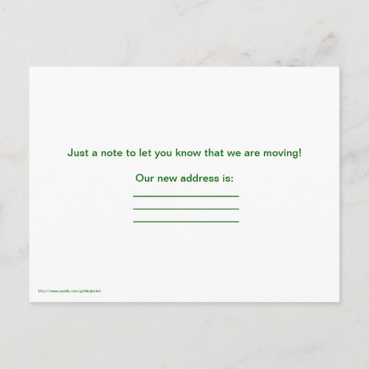 私たちは馬とヒマワリで移動している新しいアドレス 案内ポストカード (裏面)