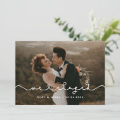 私たちは駆け落ちかわいい接続ハートフォント写真 案内状 (スタンド正面)