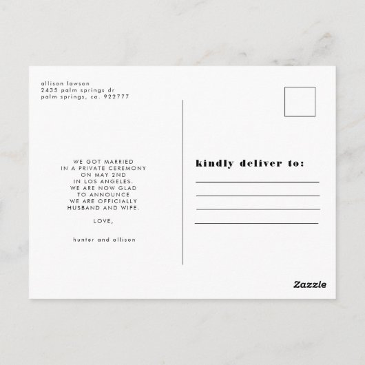 私たちは駆け落ちした |はがき ポストカード (裏面)