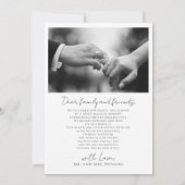 私たちは駆け落ちしました 写真カード 秘密の結婚式 発表 招待状 (裏面)