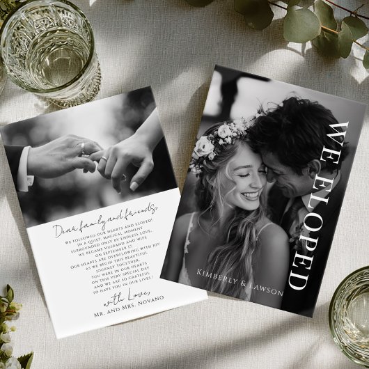 私たちは駆け落ちしました 写真カード 秘密の結婚式 発表 招待状