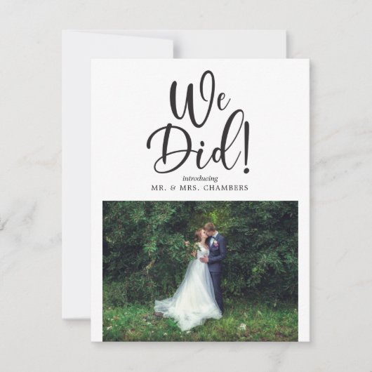 私たちは駆け落ち写真を撮った 招待状 (正面)