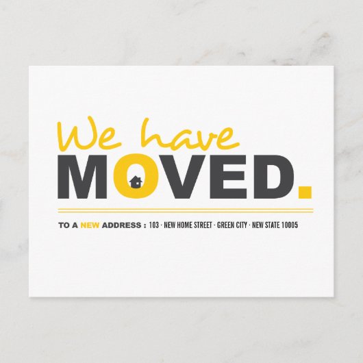 私たちは黄色の動く発表はがきを移動した 案内ポストカード (正面)