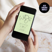 私たちは3つの写真を行うQRコードライムクリームグリーン結婚ズI 招待状