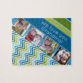 私たちは4枚の写真とジグザグであなたのおばあちゃんを愛している ジグソーパズル (横)