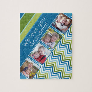 私たちは4枚の写真とジグザグであなたのおばあちゃんを愛している ジグソーパズル
