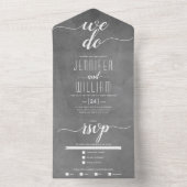 "私たちは"ステンドグレー、台本の書結婚跡 オールインワン招待状 (内側)