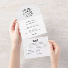 私たちは「モー」カウをテーマにしたカントリーウェディングと言います オールインワン招待状