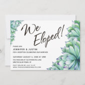 私たちは 水彩の多肉植物と共に 秘密結婚式を挙げた 招待状 (正面)