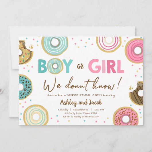 私たちは、男の子か女の子の性を明らかにするパーティーコードを知る 招待状 (正面)