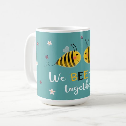 私たちはBEE-long一緒にミツバチと花バレンタイン コーヒーマグカップ (正面左)