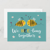 私たちはBEE-long一緒にミツバチと花バレンタイン シーズンポストカード (正面/裏面)