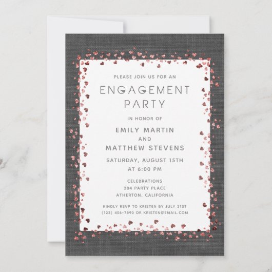 私たちはBurlap婚約したハートフォト婚約 招待状 (裏面)