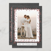 私たちはBurlap婚約したハートフォト婚約 招待状 (正面/裏面)