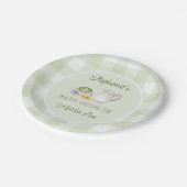 私たちはMatchaグリーンジンガム赤ちゃんシャワーのように愛している ペーパープレート (アングル)