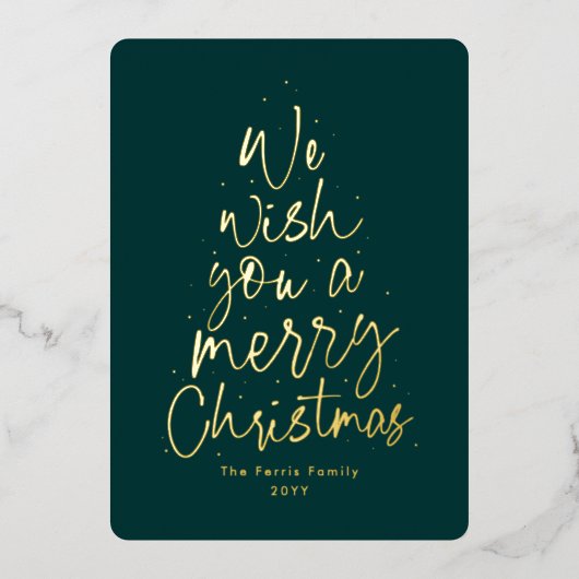 私たちはMerry Christmasの金ゴールドの写真を望む 箔シーズンカード (正面)