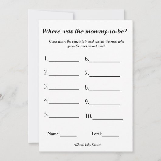 私たちはmomyになる場所テーマゲームベビーlシャワー 案内状 (正面)